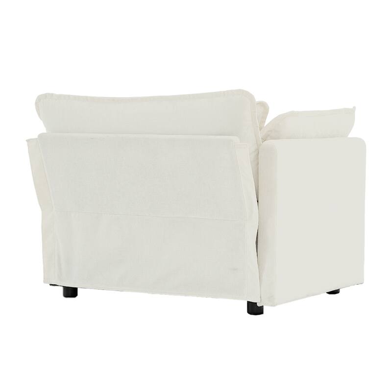 Chenille Upholstered Single Armchair with Deep Seat and Toss Pillow