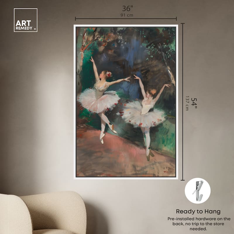 Art Remedy Classical Ballerinas Framed Impressionism 1 Piece Canvas Wall Art /Monet And Van Gogh Inspired Art