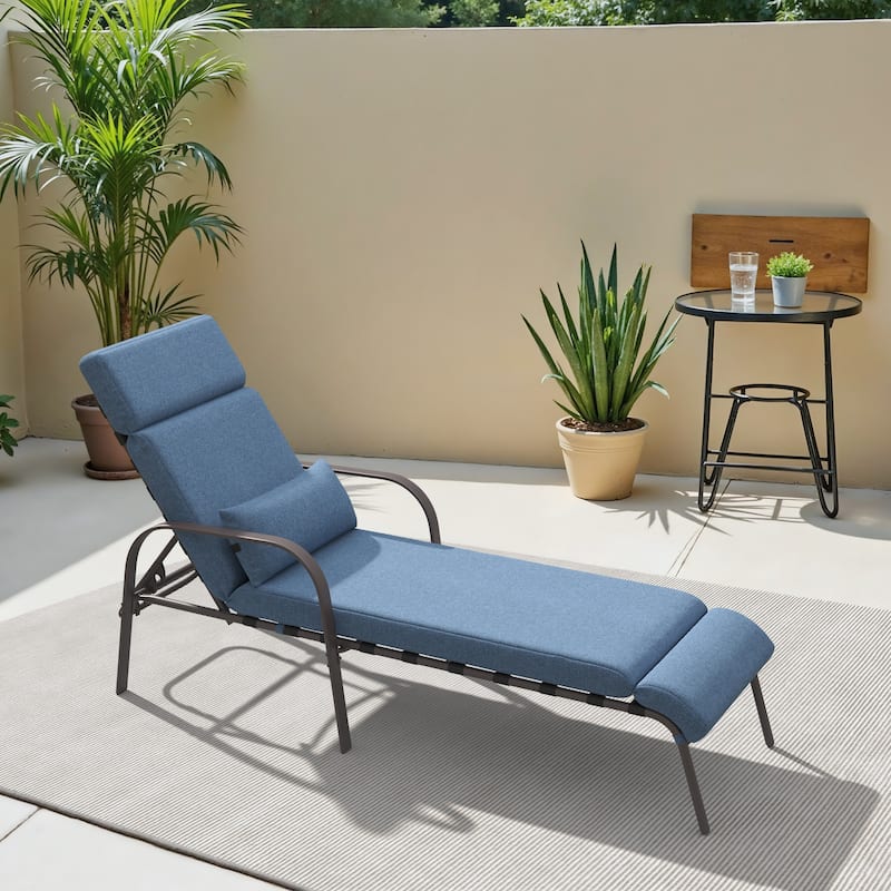 Outdoor Cushioned Adjustable Chaise Lounge Chairs Patio Pool Loungers