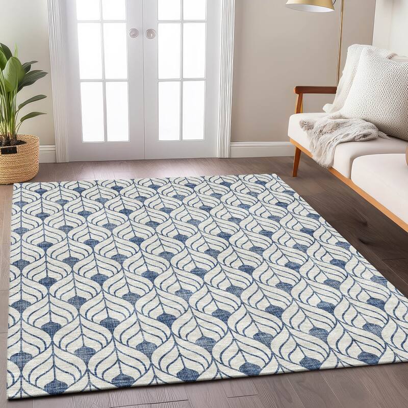 Machine Washable Indoor/ Outdoor Chantille Contempoary Geo Rug