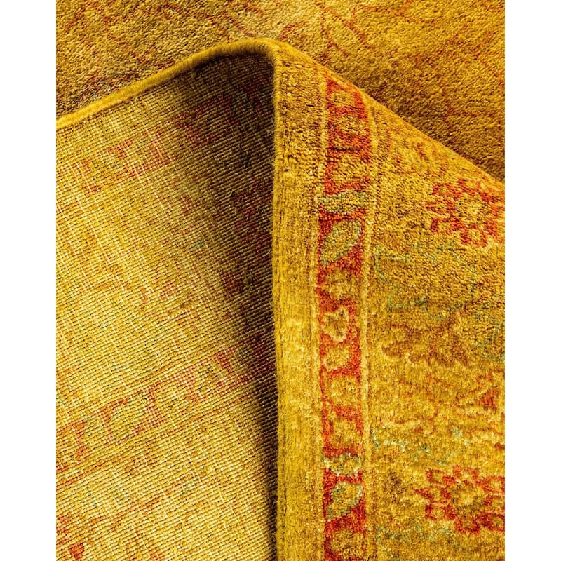 Overton Hand Knotted Wool Vintage Inspired Modern Contemporary Overdyed Gold Area Rug - 3' 2" x 5' 2"