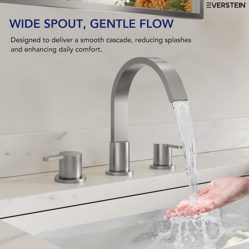 3-hole installation widespread bathroom faucet with dual lever handles