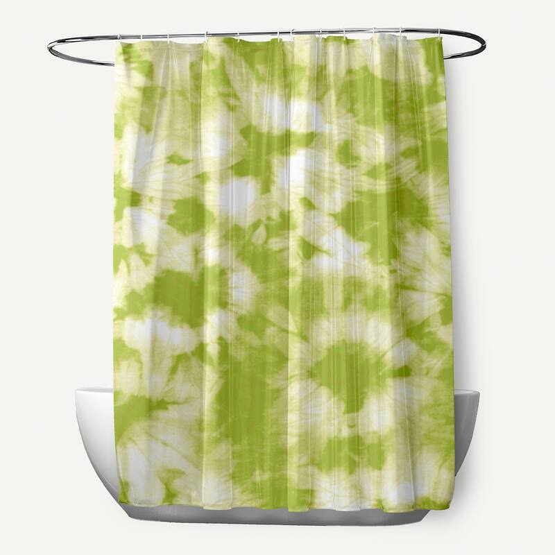 Chillax Geometric Print Shower Curtain - Green