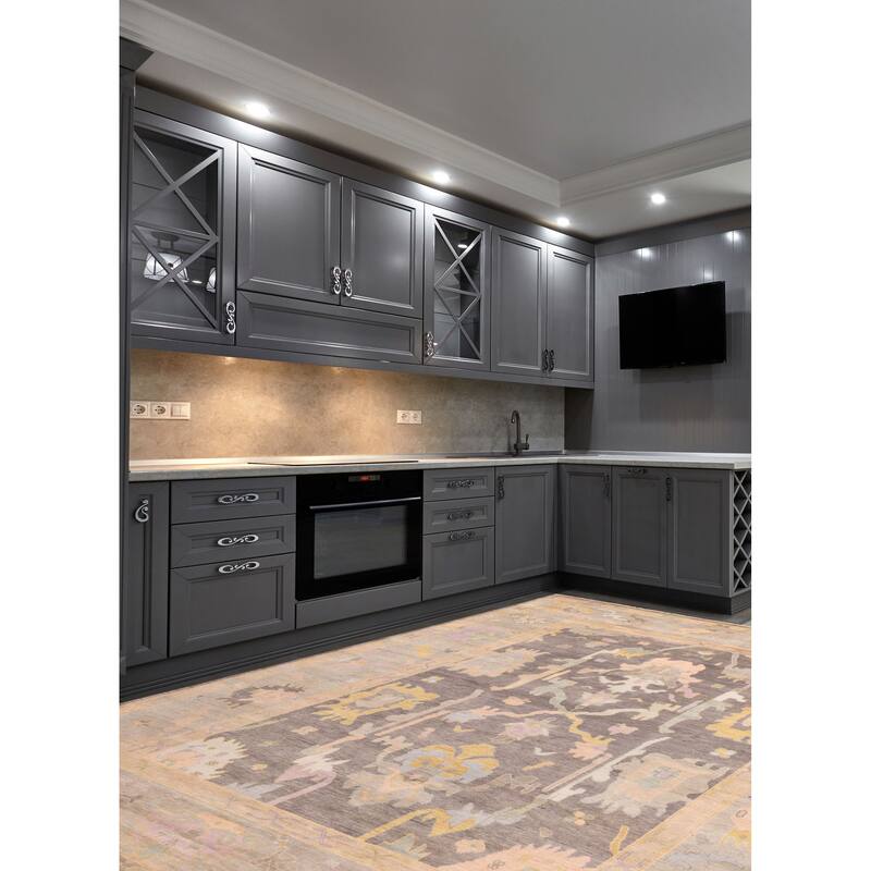 ECARPETGALLERY Hand-knotted Modern Oushak Charcoal Wool Rug - 9'9 x 13'10