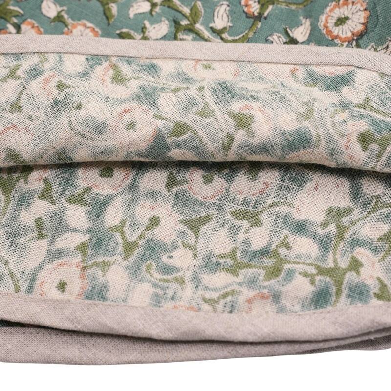 Fabdivine Hand Block Floral Soft Pure Linen Fabric Home Décor Christmas Tree Skrit