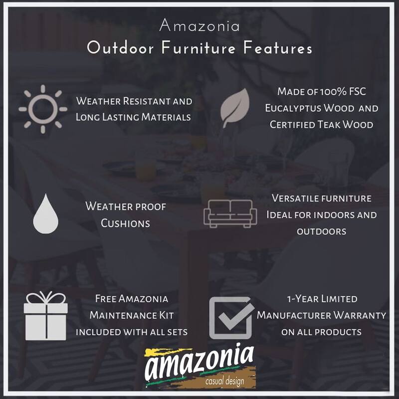 Amazonia Padua 3 piece Eucalyptus Rectangular Patio Dining Set - 3 Piece