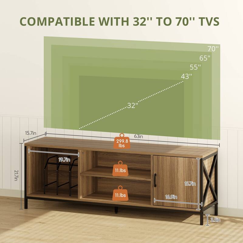 Modern TV Stand for 65 Inch TV, Mid-Century Media Console with Storage