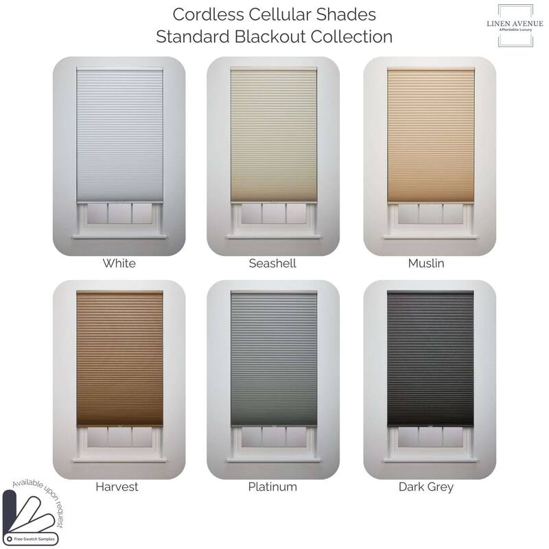 Linen Avenue Cordless Blackout Cellular Shade, Platinum (Arrives 1/4" Narrower)