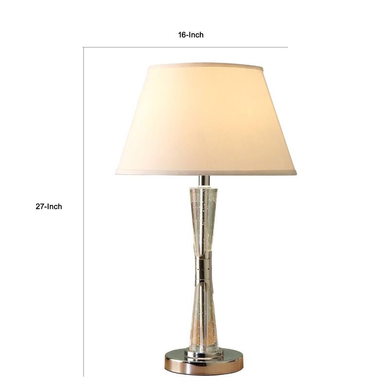 Terry Table Lamp with Bubble Infused Glass Tube, Chrome Metal 27 Inch