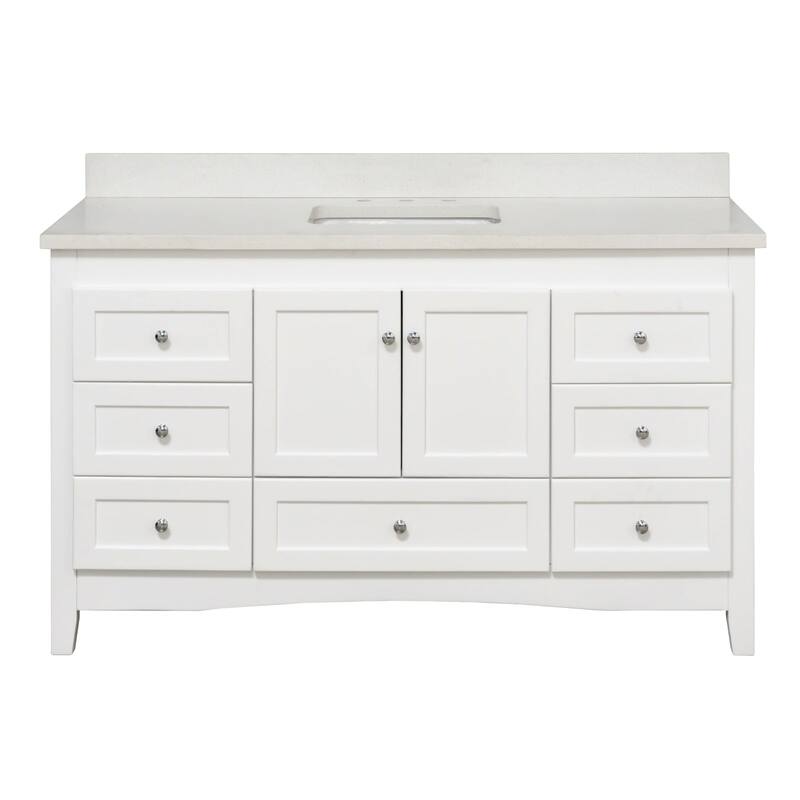 KitchenBathCollection Abbey 60" Single Bathroom Vanity with Quartz Top
