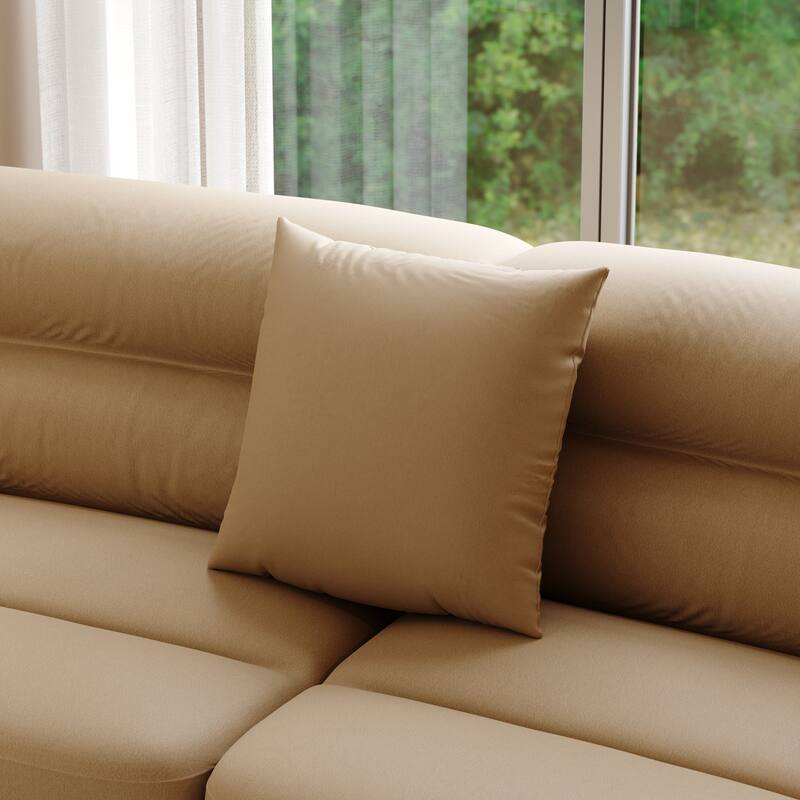 Modern Curved Fabric Sofa Couch for Living Room, 110" Wide 3-Seater Sectional in Brown Upholstery with Plush Cushions