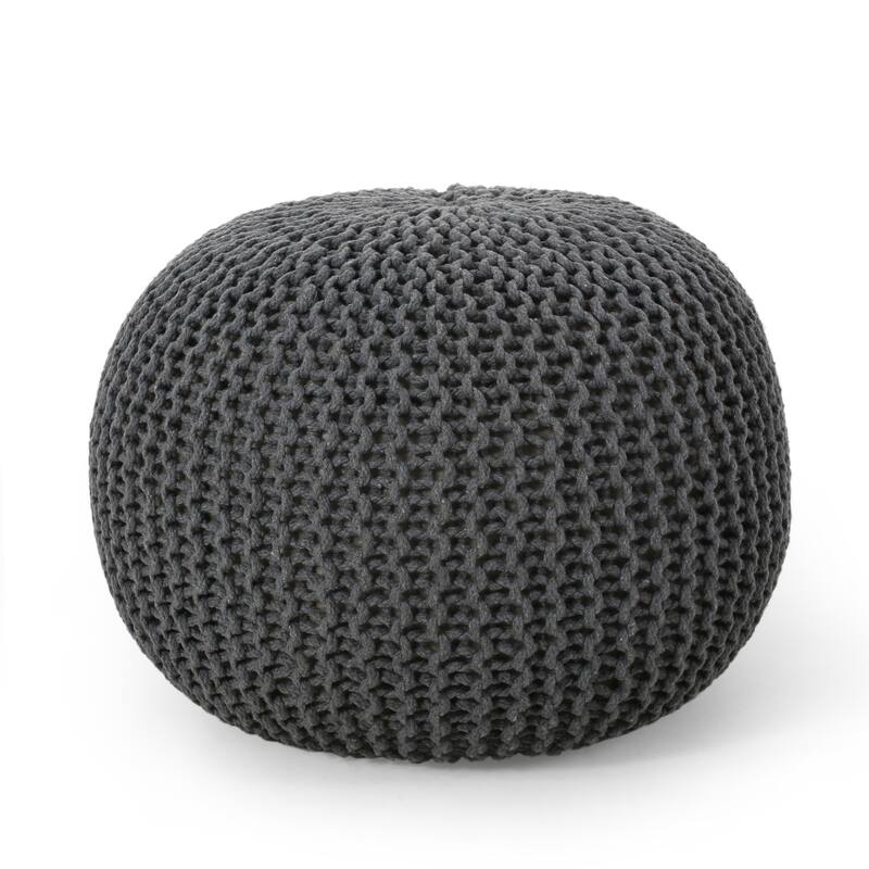 Bordeaux Knitted Cotton Round Pouf,Comfortable choice, multiple functions, classic design, and cozy corners
