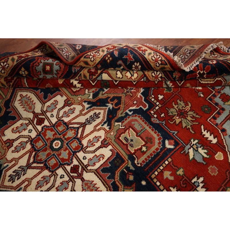 Heriz Serapi Indian Area Rug Hand-Knotted Wool Carpet - 8'6" x 11'10"