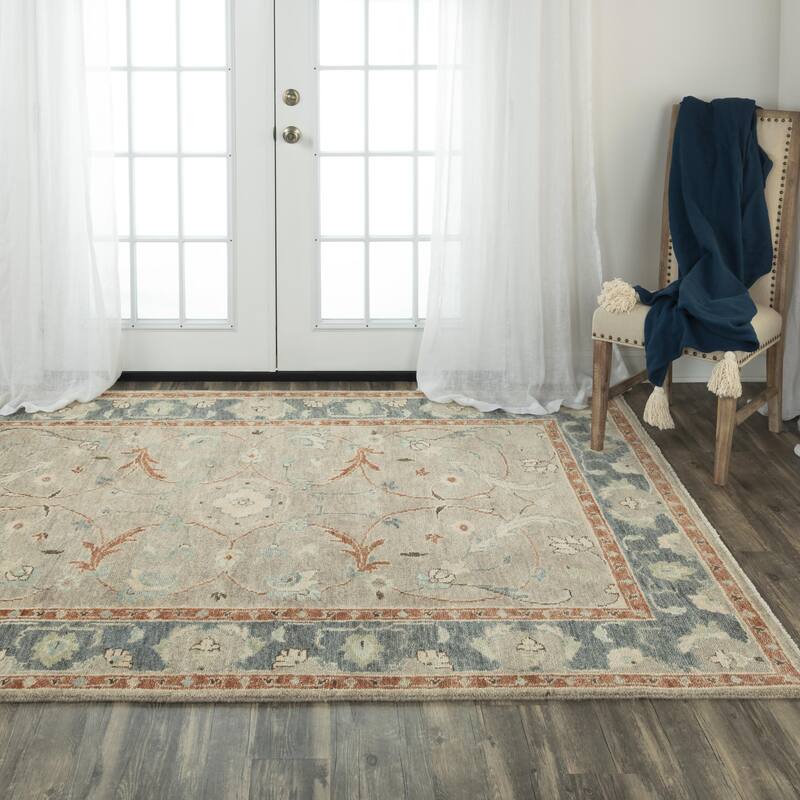 Alora Decor Abby Light Blue Classical Hand-knotted Hand-spun Wool Rug