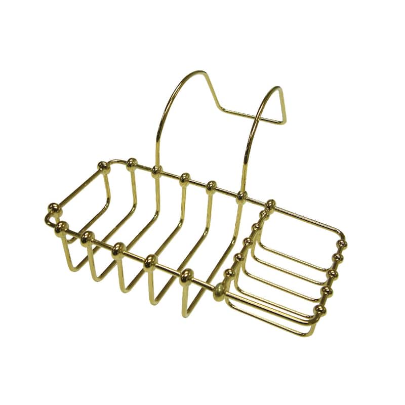 Vintage 8-3/8 Inch Clawfoot Tub Hanging Soap and Sponge Holder - Polished Brass