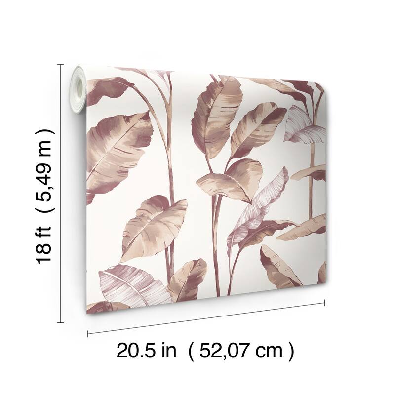 Mauve Banana Leaf Peel & Stick Wallpaper