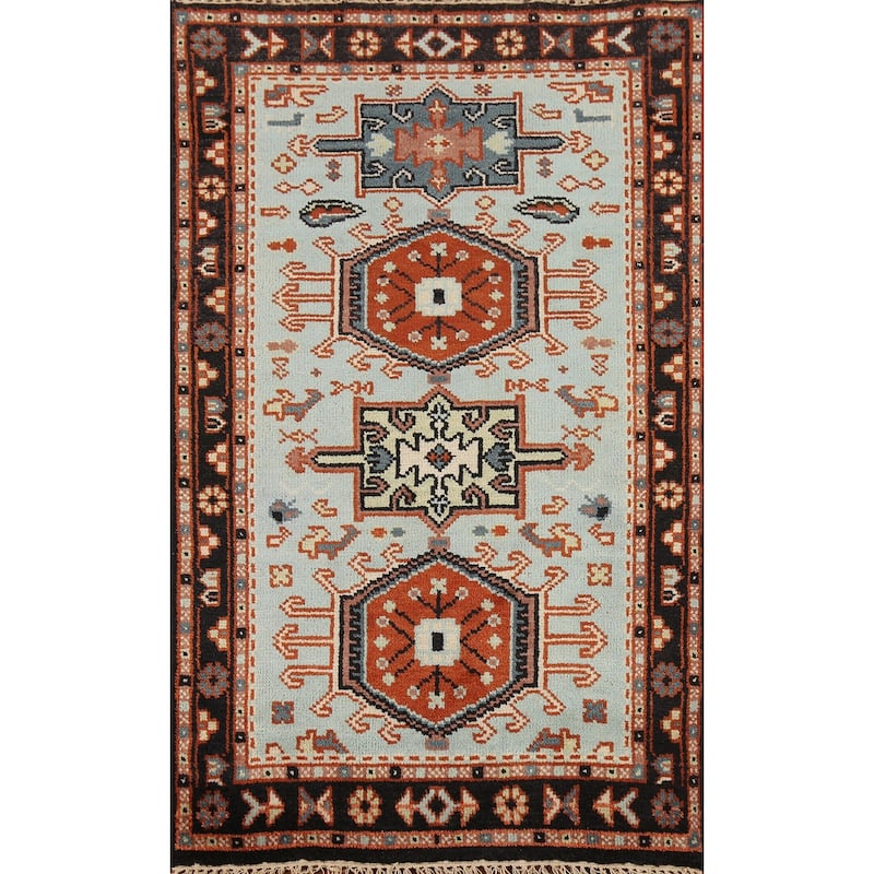 Khotan Indian Accent Rug Hand-Knotted Wool Carpet - 2'11"x 5'1"