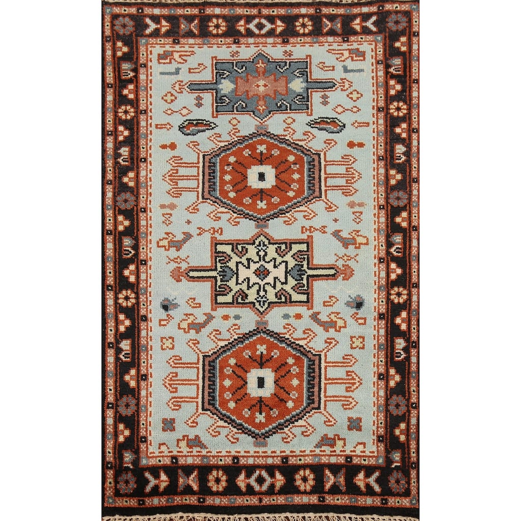Khotan Indian Accent Rug Hand-Knotted Wool Carpet - 2'11"x 5'1"