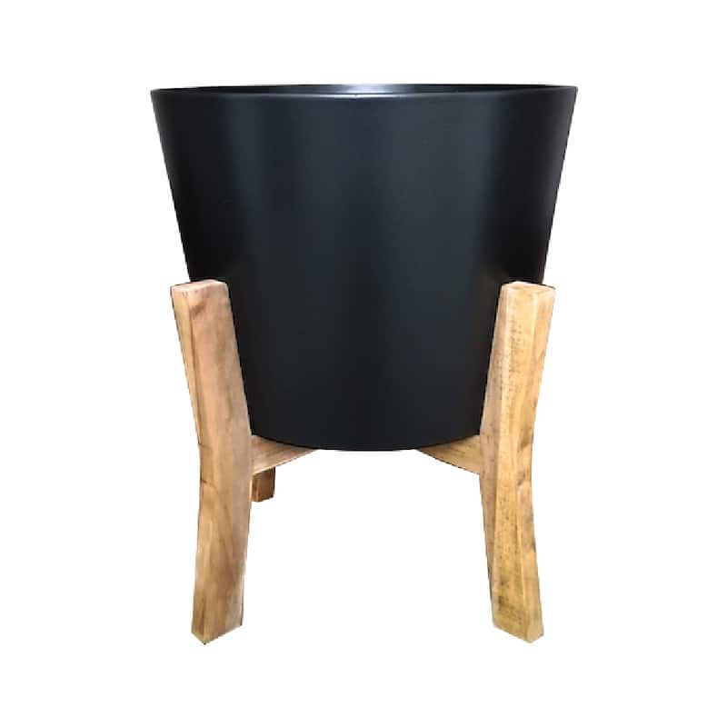 Southern Patio Contemporary Planter with Stand - 16-inch - Black