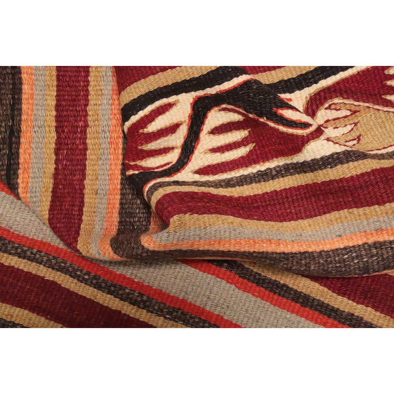 Hand Woven Oriental 100% Wool Carpet Southwestern Tribal Multi-Colored Kilim Area Rug - 9' 6'' X 4' 10''