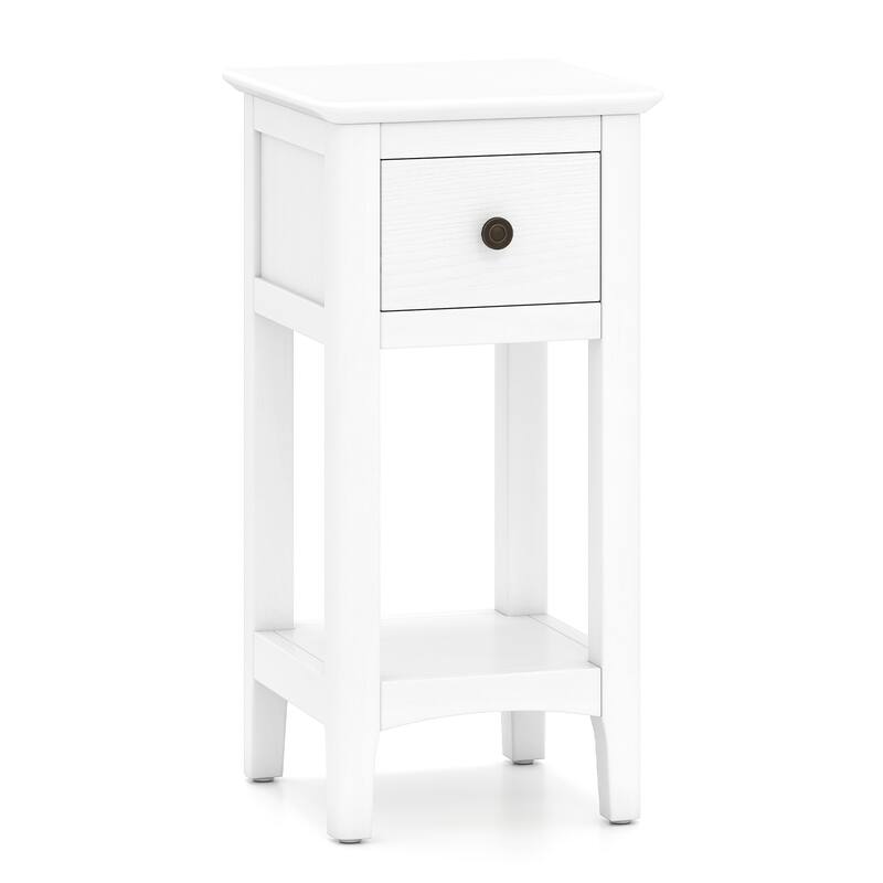 Gymax Nightstand 3-Tier Bedside Table w/ Open Storage Shelf & Narrow