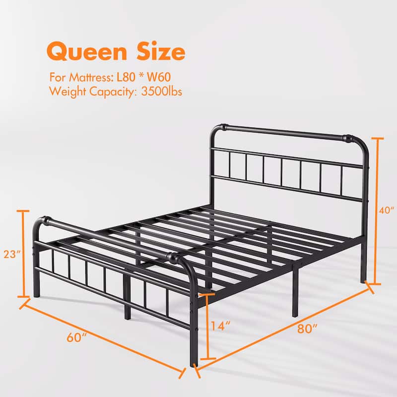 Heavy Duty Metal Platform Steel Slat Mattress Foundation