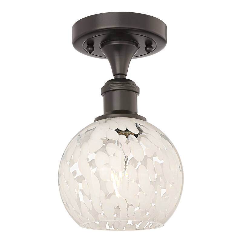 Innovations Lighting 516-1C-10-6 White Mouchette Semi-Flush White - Oil Rubbed Bronze