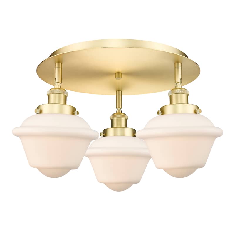 Innovations Lighting Oxford - 3 Light 18" Flush Mount - Satin Gold/Matte White