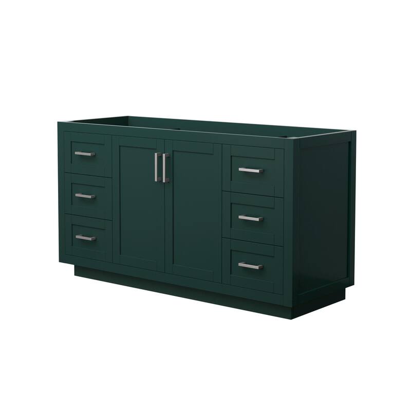 Wyndham Collection Miranda 60" Single Free Standing Vanity Cabinet - Green / Brushed Nickel Hardware
