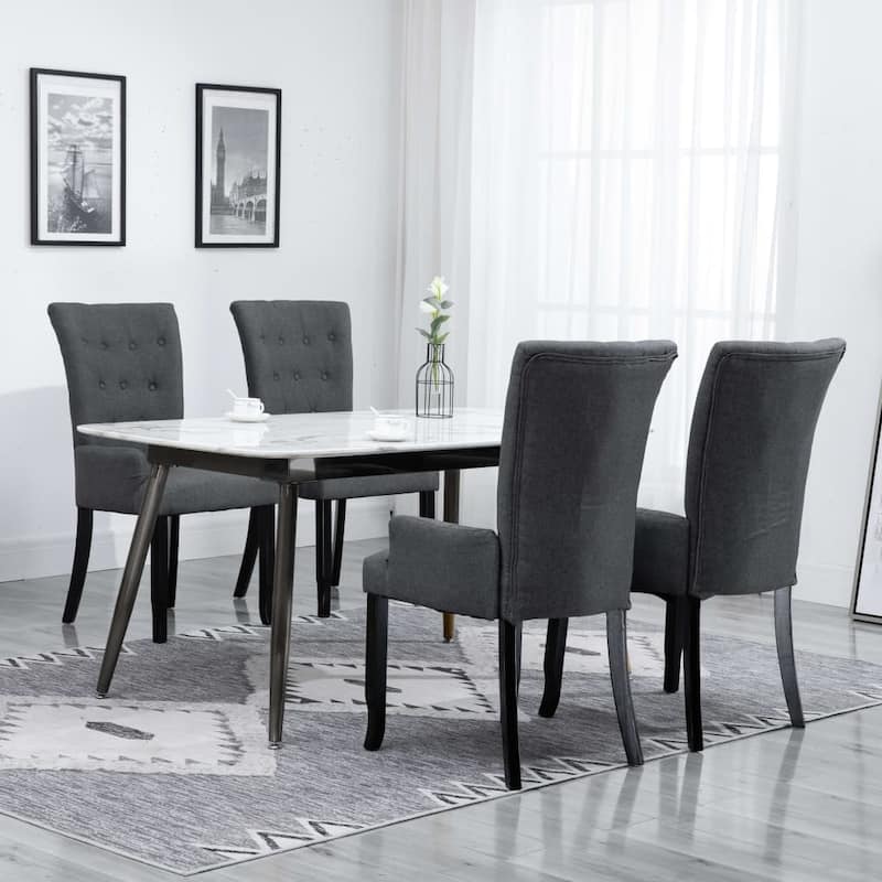 vidaXL Dining Chairs with Armrests 1/2/4/6 pcs Multicolor Fabric - 21.3" x 22" x 41.7" - Set of 4 - Dark grey