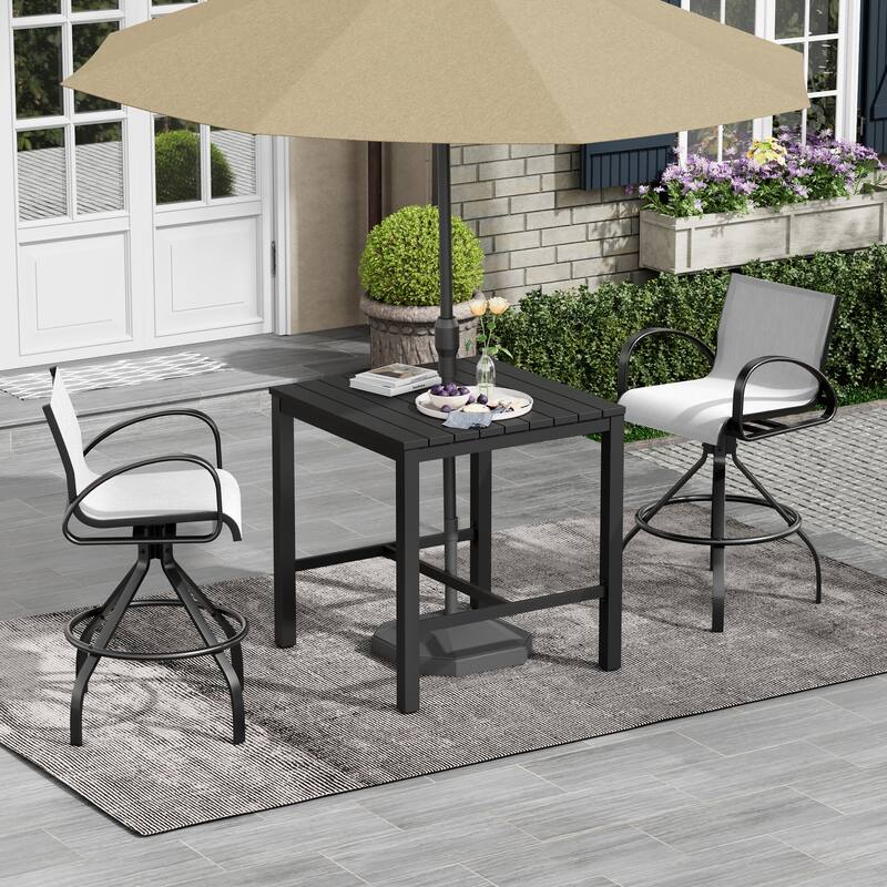 Pellebant Patio Swivel Aluminum Bar Stools with Sunbrella Textilene - 22.83 in W x 18.11 in D x 42.13 in H