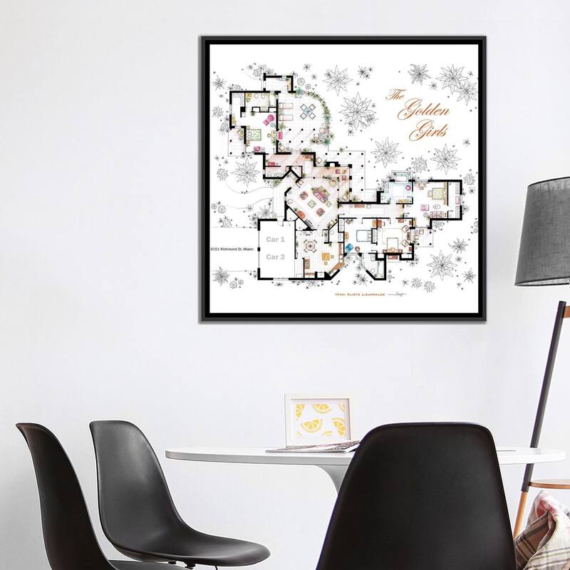 iCanvas "Floorplan From The Golden Girls" by TV Floorplans & More Framed Canvas Print