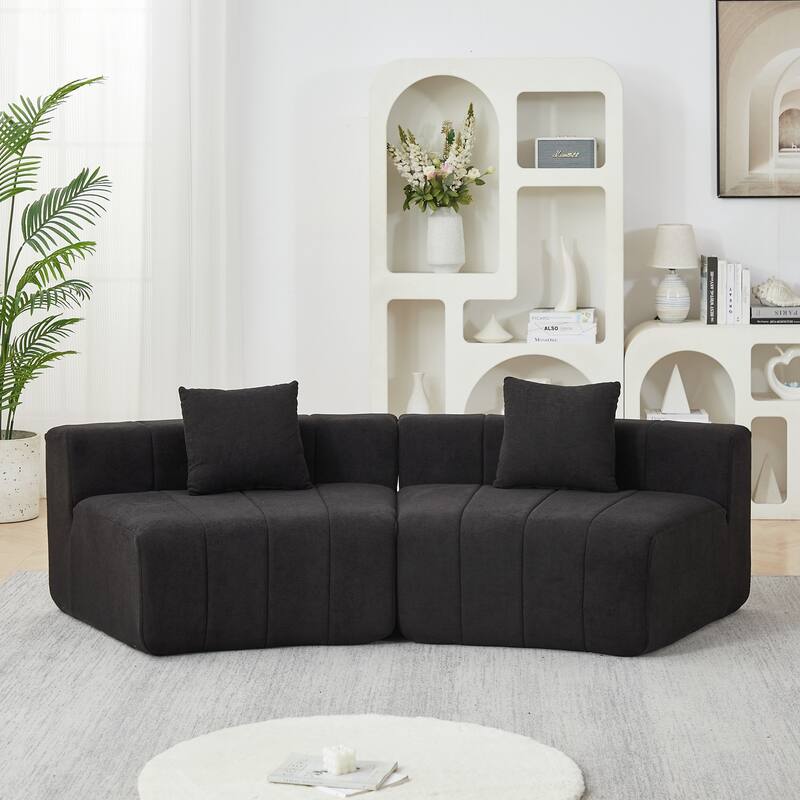 Chenille Curved Sectional Sofa with 2 Pillows,Curved Symmetrical Modular Semi Circular Sofa Sectional for bedroom, Living room