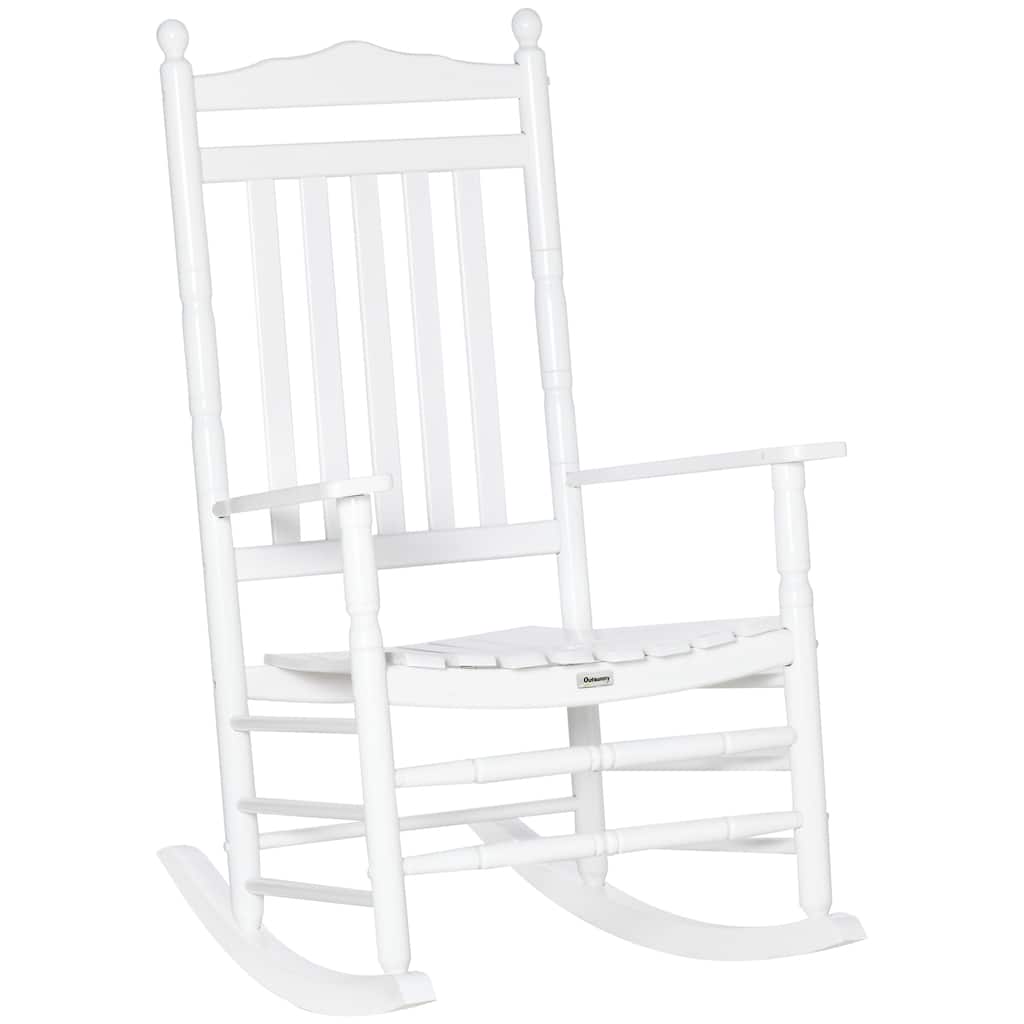 Outsunny Outdoor Rocking Chair Set of 2, Patio Wooden Rocking Chair with Smooth Armrests, High Back for Garden, Balcony, Porch