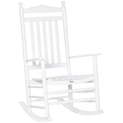 Outsunny Traditional Wooden High-Back Rocking Chair For Porch (Excluding the table)
