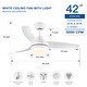 preview thumbnail 5 of 13, With Lights Remote Control, White Ceiling Fan with Lights, and LED Light, 42 Inch Ceiling Fan for Bedroom Living Room