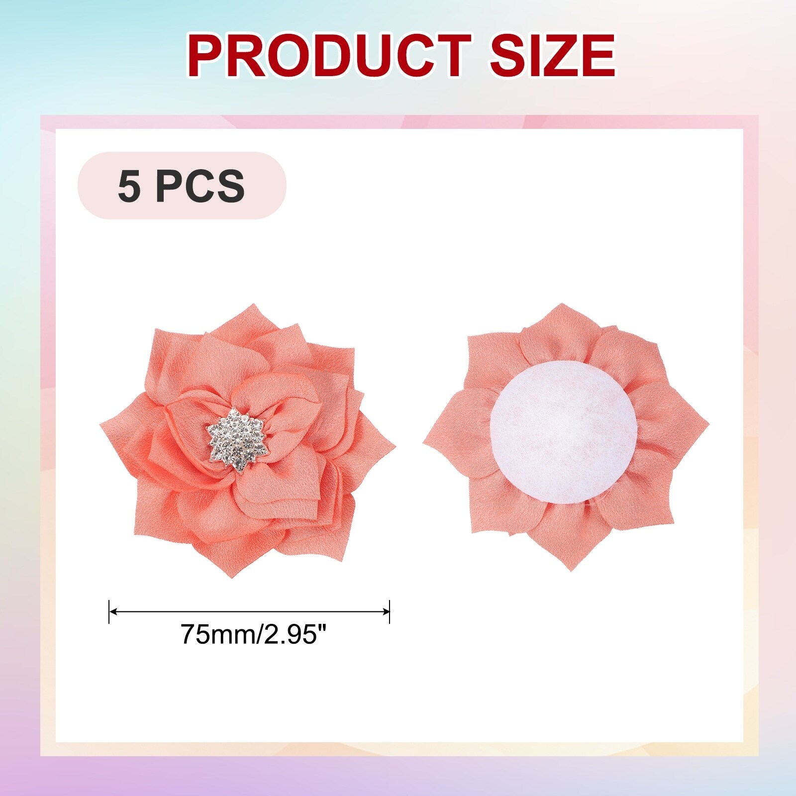 Rhinestone Pearl Chiffon Flower, Sewing Fabric Appliques for DIY Craft Clothing Headbands Wedding Decoration