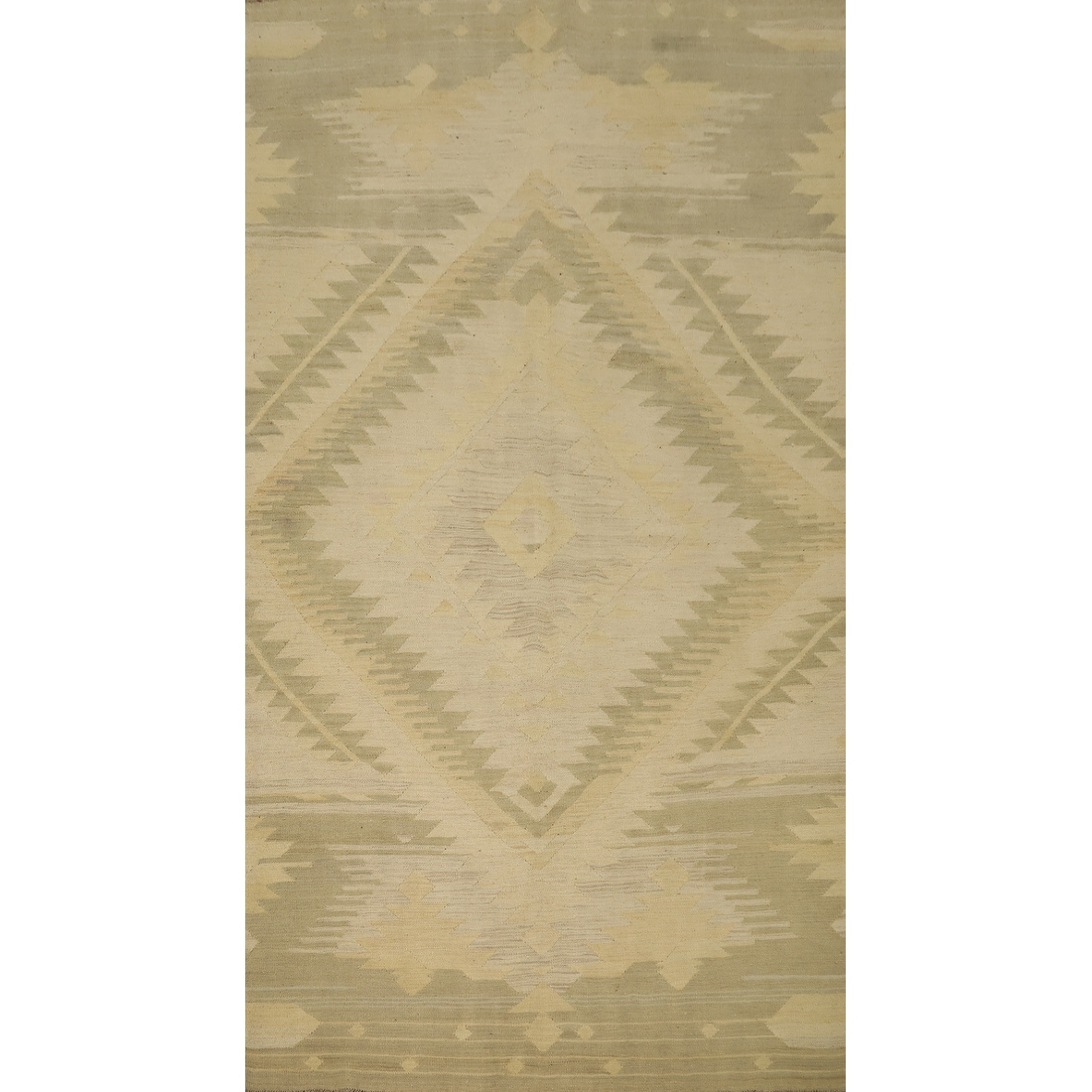 Hand Woven Oriental 100% Wool Carpet Southwestern Tribal Beige & Ivories Kilim Area Rug - 8' 3'' X 4' 10''