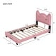 preview thumbnail 3 of 5, Pink Twin Size Cute Pine Wood Upholstered Platform Bed, Cartoon Ears Headboard, Sturdy Construction, Easy Assembly