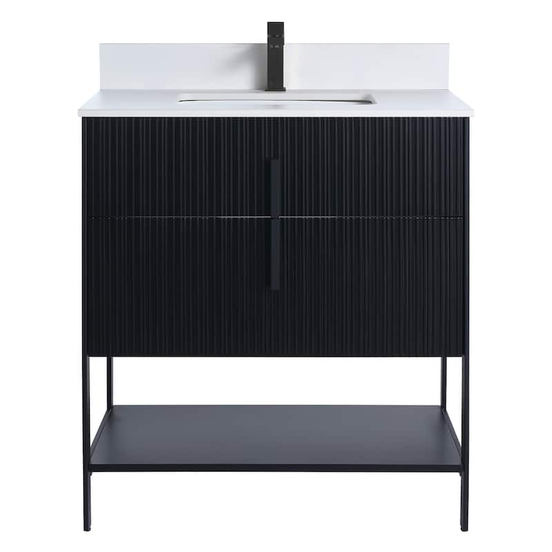 Fine Fixtures Serenity Modern Bathroom Vanity with White Stone Top