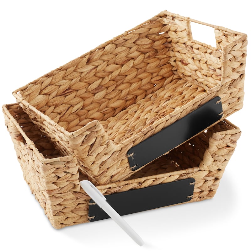 2pk Seagrass Water Hyacinth Pantry Baskets with Handles Wide Kitchen