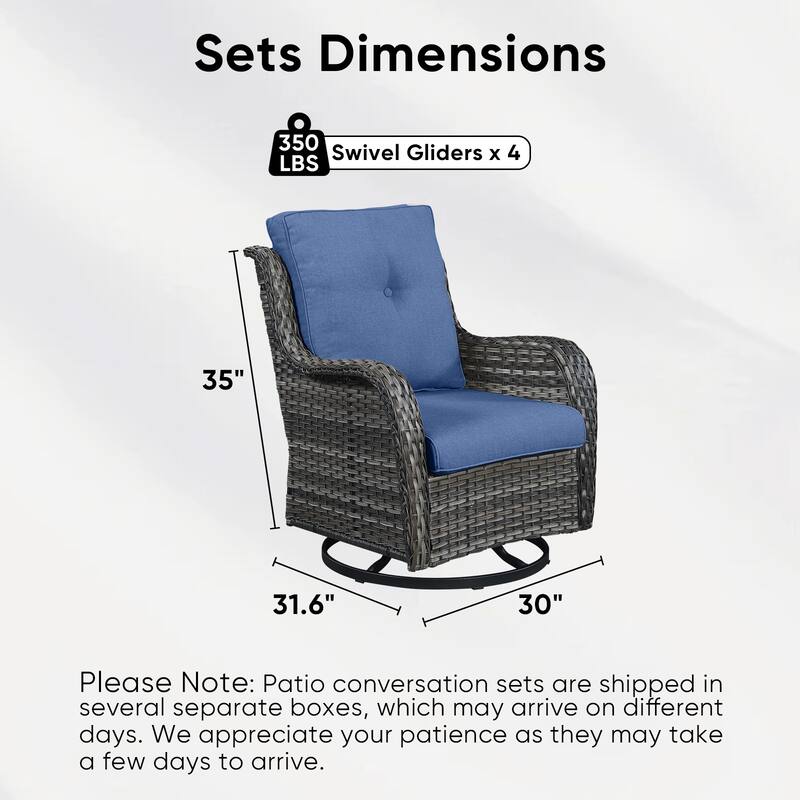 Pocassy 4Pieces Swivel Glider Chairs with 5Inch 6Inch Cushion