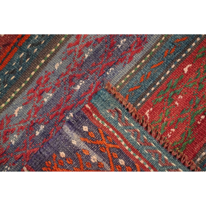 Hand Woven Oriental 100% Wool Carpet Southwestern Tribal Multi-Colored Kilim Area Rug - 9' 9'' X 5' 11''