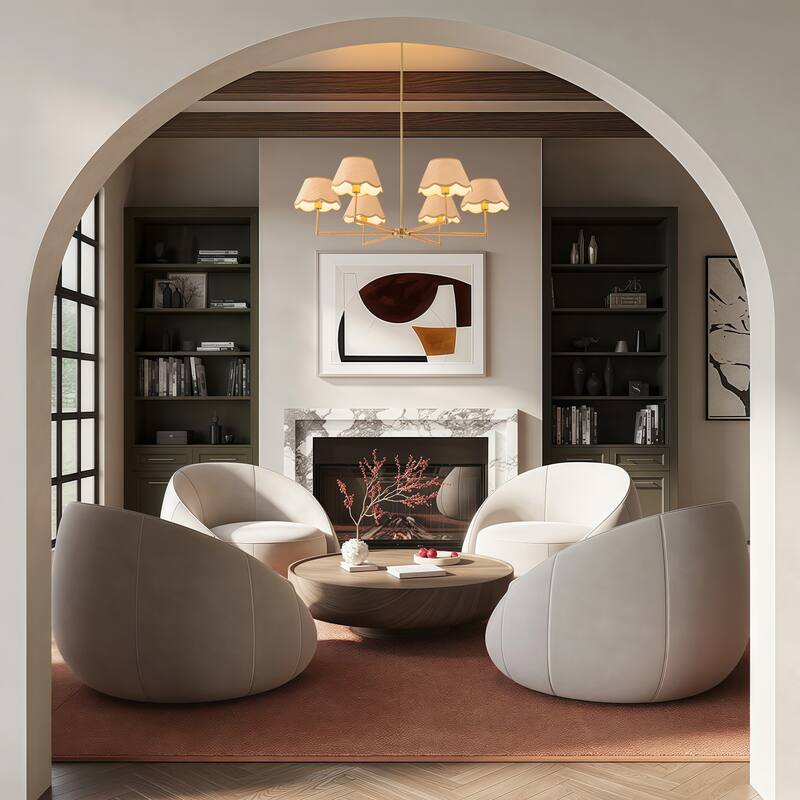 Starsky 6-Light Large Handmade Natural Rattan Boho Wagon Wheel Chandelier