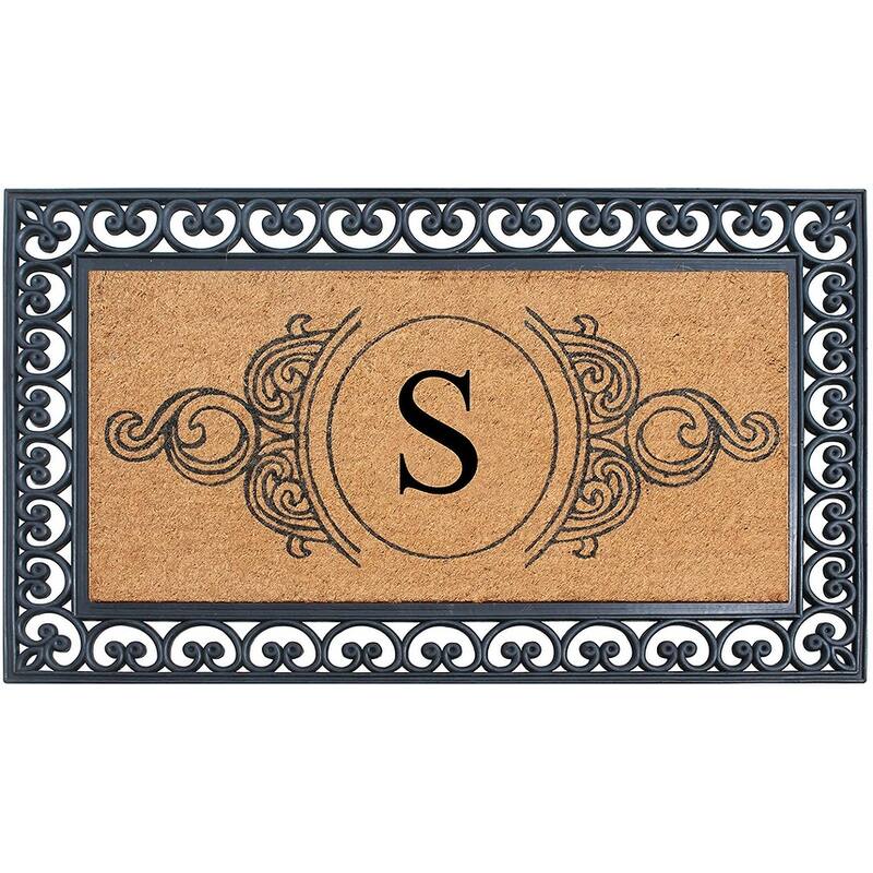 A1HC 30" x 48" Heavy-Duty Rubber & Coir Outdoor Doormat with Copper/Black Border – Large, Non-Slip Backing - S