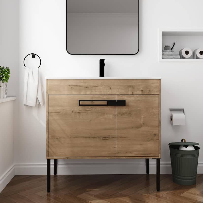 Beingnext 24"/30"/36" Bathroom Vanity with Sink, Freestanding/Floating Bathroom Vanity with Soft Close Door and Adjustable Shelf
