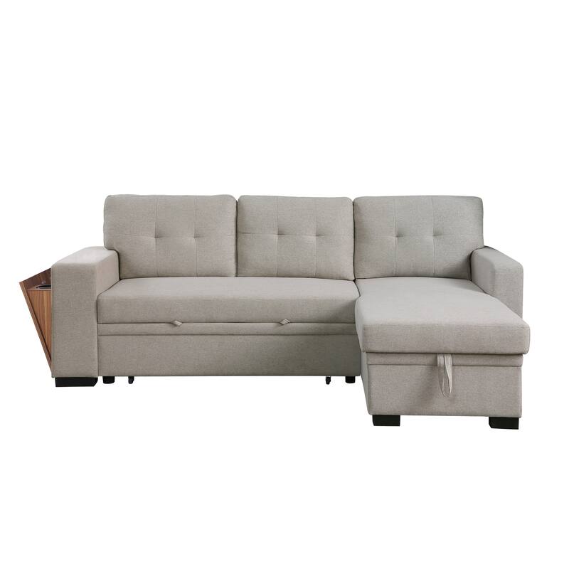 Green L - Shaped Wooden Accent Sofa With Storage Space