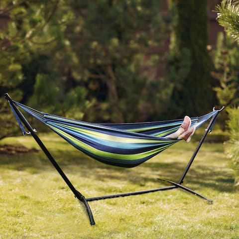Double Hammock with Freestanding Steel Stand and Carry Bag