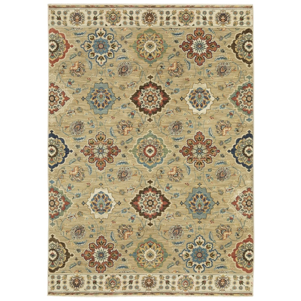 Style Haven Federica Bohemian Panel Tan/Multi Fringe Edge Area Rug