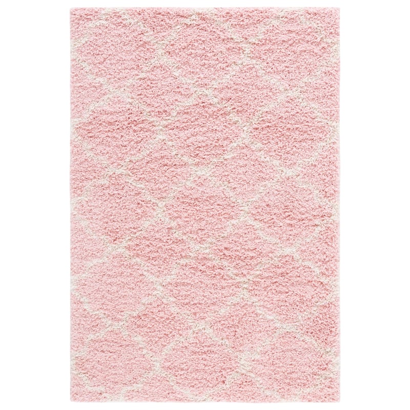 SAFAVIEH Hudson Shag Jeryl Glam Trellis 2-inch Area Rug - 4' x 6' - Pink/Ivory